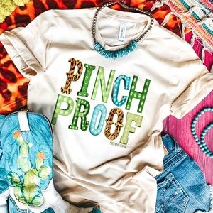 St Patrick’s Pinch Proof Miss Mud Pie Boutique Tee Leopard & Marquee Lettering
